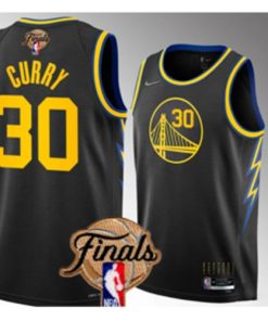 NBA Warriors 30 Stephen Curry Black 2022 Finals Nike Men Jersey