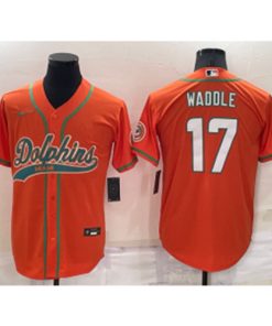 Nike Dolphins 17 Jaylen Waddle Orange Vapor Baseball Limited Men Jersey
