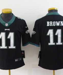Women's Philadelphia Eagles #11 A. J. Brown Black Stitched Football Jersey(Run Small)