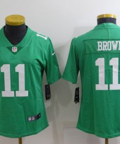 Women's Philadelphia Eagles #11 A. J. Brown Green Vapor Untouchable Limited Stitched Football Jersey(Run Small)