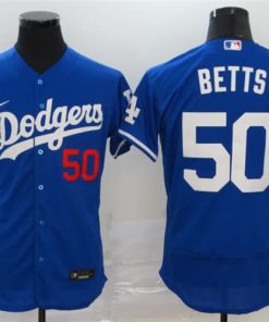 Dodgers 50 Mookie Betts Women Blue Cool Base Jersey