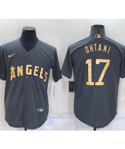 MLB Angels 17 Shohei Ohtani Charcoal 2022 All-Star Cool Base Men Jersey