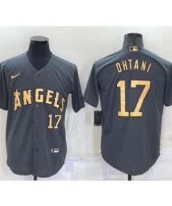 MLB Angels 17 Shohei Ohtani Charcoal 2022 All-Star Nike Cool Base Men Jersey