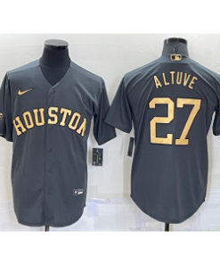 MLB Astros 27 Jose Altuve Charcoal 2022 All-Star Cool Base Men Jersey
