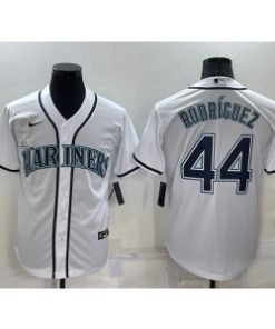 MLB Mariners 44 Julio Rodríguez White Nike Cool Base Men Jersey