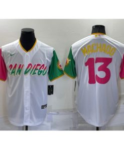 MLB Padres 13 Manny Machado White 2021 City Connect Cool Base Men Jersey