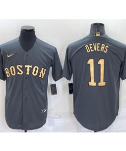 MLB Red Sox 11 Rafael Devers Charcoal 2022 All-Star Cool Base Men Jersey
