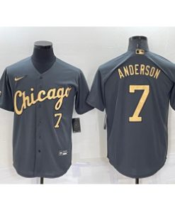 MLB White Sox 7 Tim Anderson Charcoal 2022 All-Star Nike Cool Base Men Jersey