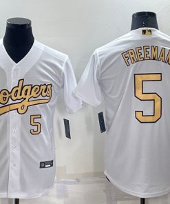 Men's Angeles Dodgers #5 Freddie Freeman White 2022 All-Star Cool Base Stitched Baseball Jersey