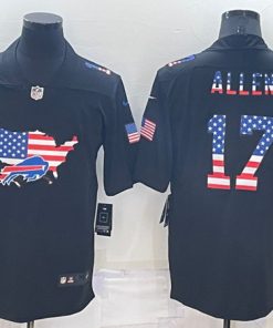 Men's Buffalo Bills #17 Josh Allen Black USA Flag Limited Stitched Jersey