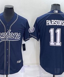 Men's Dallas Cowboys #11 Micah Parsons Navy Cool Base Stitched Baseball Jersey