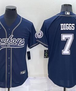 Men's Dallas Cowboys #7 Trevon Diggs Navy Cool Base Stitched Baseball Jersey
