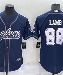 Men's Dallas Cowboys #88 CeeDee Lamb Navy Cool Base Stitched Baseball Jersey