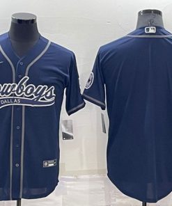 Men's Dallas Cowboys Blank Navy Cool Base Stitched Baseball Jersey