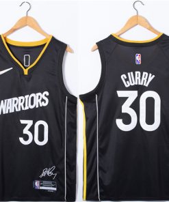 Men's Golden State Warriors #30 Stephen Curry Black 75th Anniversary Stitched Jersey