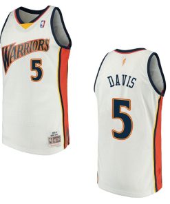 Men's Golden State Warriors 5 baron Davis throwback white jersey