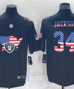 Men's Las Vegas Raiders #34 Bo Jackson Black USA Flag Limited Stitched Jersey