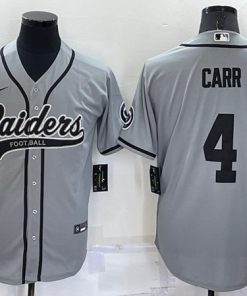 Men's Las Vegas Raiders #4 Derek Carr Gray Cool Base Stitched Baseball Jersey