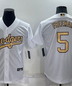 Men's Los Angeles Dodgers #5 Freddie Freeman White 2022 All-Star Cool Base Stitched Baseball Jersey