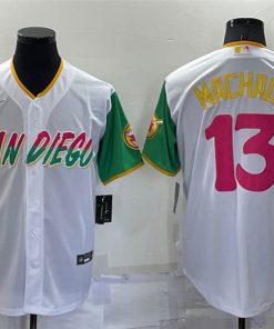 Men's San Diego Padres #13 Manny Machado White 2022 City Connect Cool Base Stitched Baseball Jersey