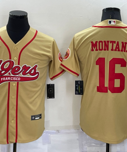 Men's San Francisco 49ers #16 Joe Montana Gold Cool Base Stitched Baseball Jersey