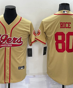 Men's San Francisco 49ers #80 Jerry Rice Gold Cool Base Stitched Baseball Jersey