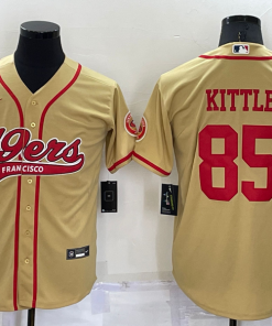 Men's San Francisco 49ers #85 George Kittle Gold Cool Base Stitched Baseball Jersey