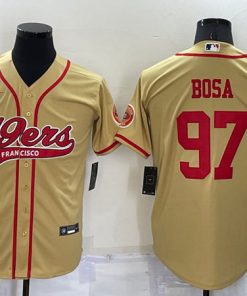 Men's San Francisco 49ers #97 Nick Bosa Gold Cool Base Stitched Baseball Jersey
