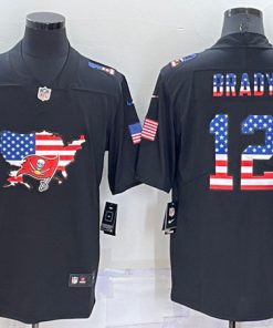 Men's Tampa Bay Buccaneers #12 Tom Brady Black USA Flag Limited Stitched Jersey