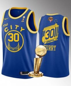 NBA Warriors 30 Stephen Curry Blue 2022 Finals Champions Nike Men Jersey