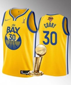 NBA Warriors 30 Stephen Curry Gold 2022 Finals Champions Nike Men Jersey