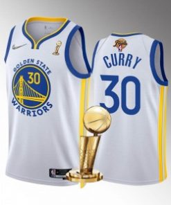 NBA Warriors 30 Stephen Curry White 2022 Finals Champions Nike Men Jersey