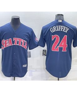 MLB Mariners 24 Ken Griffey Blue Nike Cool Base Men Jersey