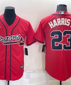 Men's Atlanta Braves #23 Michael Harris II Red Cool Base Stitched Baseball Jersey