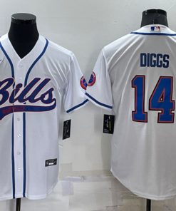 Men's Buffalo Bills #14 Stefon Diggs White Cool Base Stitched Baseball Jersey