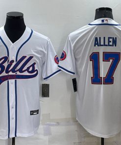 Men's Buffalo Bills #17 Josh Allen White Cool Base Stitched Baseball Jersey
