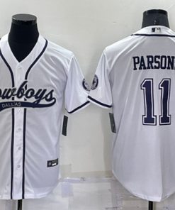 Men's Dallas Cowboys #11 Micah Parsons White Cool Base Stitched Baseball Jersey