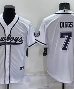 Men's Dallas Cowboys #7 Trevon Diggs White Cool Base Stitched Baseball Jersey
