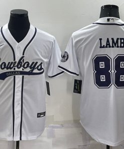 Men's Dallas Cowboys #88 CeeDee Lamb White Cool Base Stitched Baseball Jersey