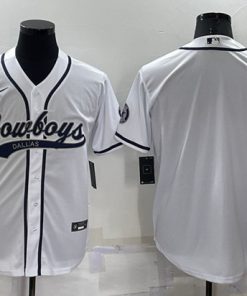 Men's Dallas Cowboys Blank White Cool Base Stitched Baseball Jersey