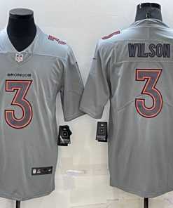 Men's Denver Broncos #3 Russell Wilson Gray Atmosphere Fashion Stitched Jersey
