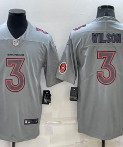 Men's Denver Broncos #3 Russell Wilson Gray Atmosphere Fashion Stitched Jersey with patch