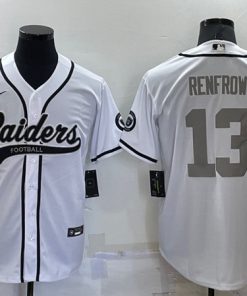 Men's Las Vegas Raiders #13 Hunter Renfrow White Gray Cool Base Stitched Baseball Jersey