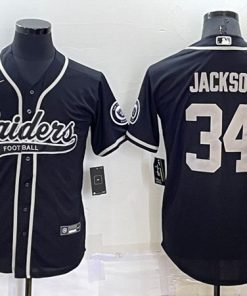 Men's Las Vegas Raiders #34 Bo Jackson Black Cool Base Stitched Baseball Jersey