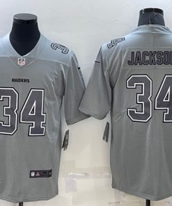Men's Las Vegas Raiders #34 Bo Jackson Gray Atmosphere Fashion Stitched Jersey