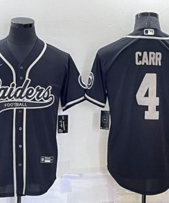 Men's Las Vegas Raiders #4 Derek Carr Black Cool Base Stitched Baseball Jersey