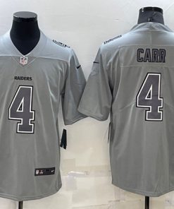 Men's Las Vegas Raiders #4 Derek Carr Gray Atmosphere Fashion Stitched Jersey