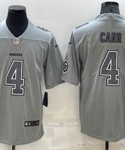 Men's Las Vegas Raiders #4 Derek Carr Gray Atmosphere Fashion Stitched Jersey With patch