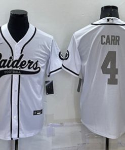 Men's Las Vegas Raiders #4 Derek Carr White Gray Cool Base Stitched Baseball Jersey