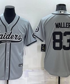 Men's Las Vegas Raiders #83 Darren Waller Gray Cool Base Stitched Baseball Jersey